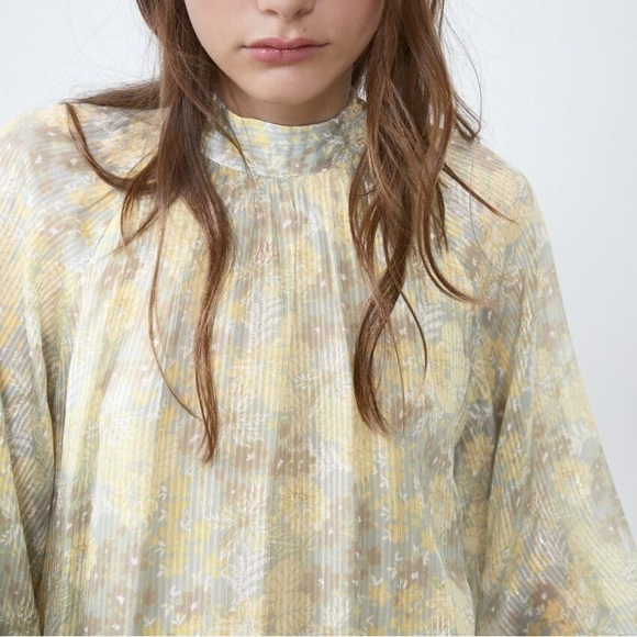 Zara METALLIC THREAD PRINTED DRESS-LIGHT YELLOW-7521/311 - Picture 4 of 16